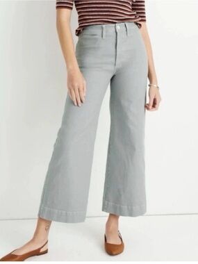Madewell Slim Emmett Wide Leg Crop Pants Dusty Pool Blue High Rise Size 29